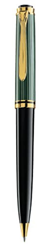 Pelikan Souverän K800 Drehkugelschreiber, Schwarz-Grün, 24-Karat vergoldete Elemente, Made in Germany