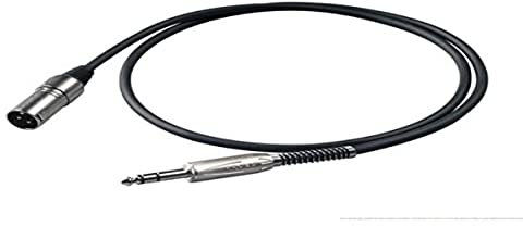 PROEL BULK230LU3 - Cavo audio professionale bilanciato con connessioni Jack Stereo 6.3 mm a Cannon XLR 3P Maschio - 3mt., Nero