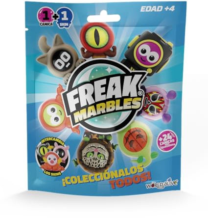 Freak Marbles, 1 canica sorpresa con su diseño a juego, colecciona, juega y comparte, Freak Marbles para niños de 4 años en adelante