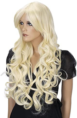 CAISHA Perücke Fanni Voluminös Langhaar Cosplay Theater Gewellt Platinblond WLR3