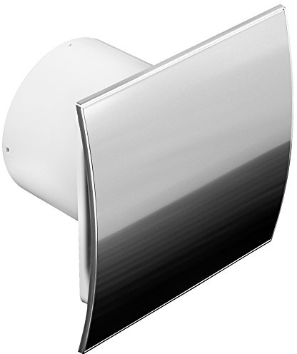 Ø 100 mm Design Badventilator Edelstahl gebogen mit Rückstauklappe WEI100S Lüfter Ventilator Front Wandlüfter Badlüfter Ventilator Einbaulüfter Bad Küche leise 10 cm