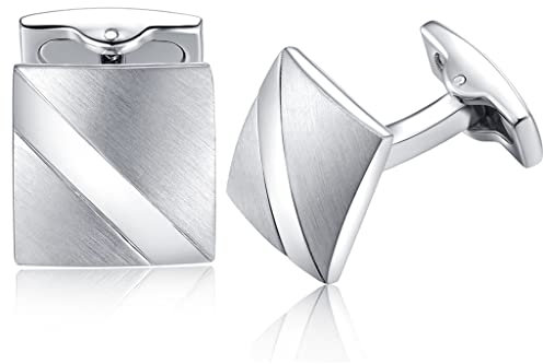 HONEY BEAR 1 Paar Herren Manschettenknöpfe Hochzeit Cufflinks Silber Edelstahl,MEHRWEG