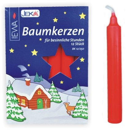 Baumkerzen rot 15x125 mm 12 Stück im Pack – Markenqualität BK 12/250