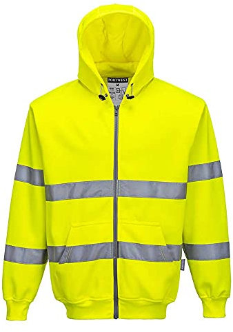 PORTWEST B305 - Warnschutz-Reißverschluss Kapuzen-Sweatshirt, 1 Stück, XXL, gelb, B305YERXXL