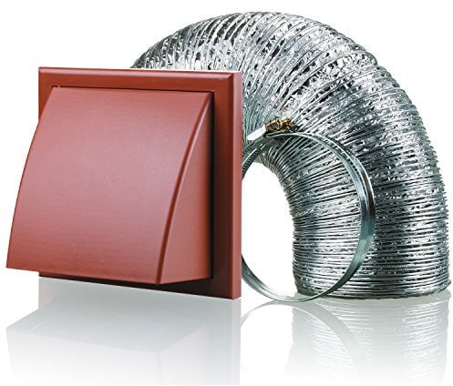 Cooker Hood Wall Ventilation Duct Cowled Grille Shutter Vent Kit Bathroom Fan or Kitchen Hob Extractor (4 Terracotta)