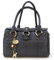 Catwalk Collection Handbags - Damen Leder Henkeltasche - Handtasche Mittelgroß mit Viele Fächer - CLAUDIA - Schwarz