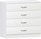 Vida Designs Riano Commode Blanche à 4 tiroirs avec poignées et glissières en métal, Pin, White, 72 x 75 x 36 cm