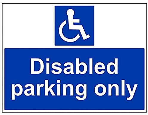 vsafety 43059br-r obligatoire Panneau Assemblée, en plastique rigide, PARKING handicapés uniquement, paysage, 600 mm x 450 mm, bleu