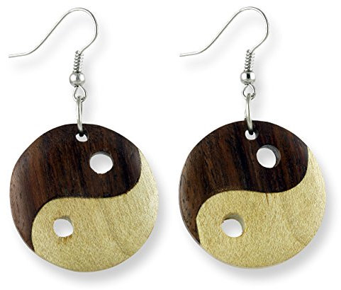 ISLAND PIERCINGS Ying Yang Ohrringe Hänger Handarbeit Holz ER280