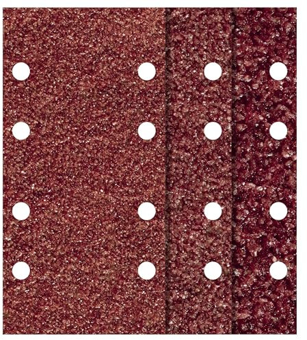 wolfcraft 10 Haft-Schleifstreifen-Set für Holz und Metall 93 x 185 mm I 1762000 I Körnung 40, 80, 120 I für Schwingschleifer I gelocht für Staubabsaugung