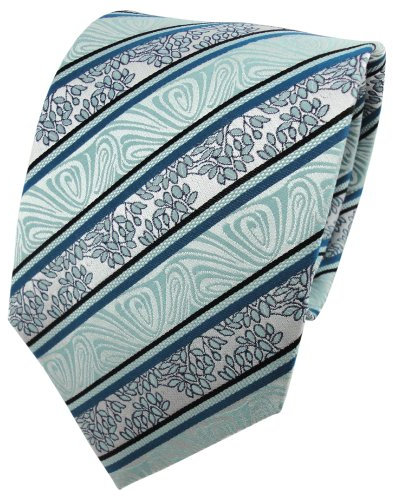 TigerTie Designer Seidenkrawatte in mint grün schwarz silber gestreift