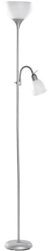 Lunartec Stehlampe E27: Deckenfluter mit Leseleuchte, Silber/Weiß, E27/E14 (Stehlampe E27 Fassung, Deckenfluter mit Leselampe, Decken Lampen)