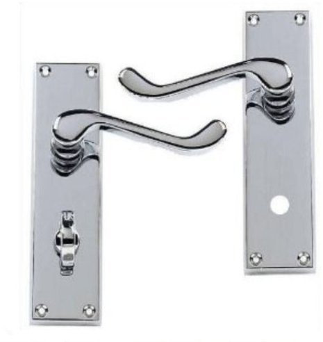 Victorian Scroll Polished Chrome Lever Bathroom WC Door Handles (58224)