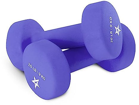Yes4All Anti-Rutsch Hexagon Neopren Kurzhanteln - 20lbs Neopren Kurzhantel Set für Muskelaufbau, Kraftaufbau, Gewichtsverlust (Medium Dark Blue - Paar)