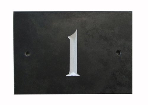 The House Nameplate Company Slate House Number, Charcoal Grey,Number 1