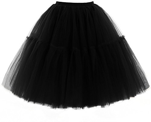 Babyonline Damen Petticoat Ballettrock Tüllrock Unterrock Pettiskirt Swing 5 Lage - Schwarz