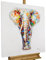 KunstLoft Leinwandbild | 100% HANDGEMALT | 80x80cm | Gemälde 'Sanftmütiger Elefant' | Elefant | Bunt | Wandbild Wohnzimmer
