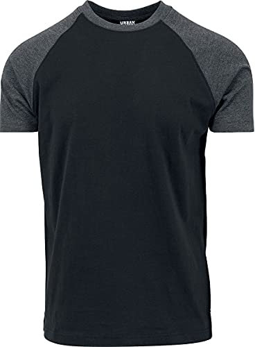 Urban Classics Herren Raglan Contrast Tee T Shirt, Black/Charcoal, M EU