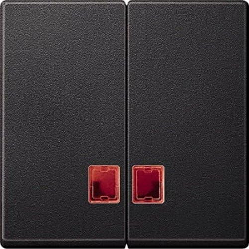 Schneider Electric Merten Doppelwippe mit rotem Symbolfenster, System M, anthrazit, Artikelnummer MEG3456-0414