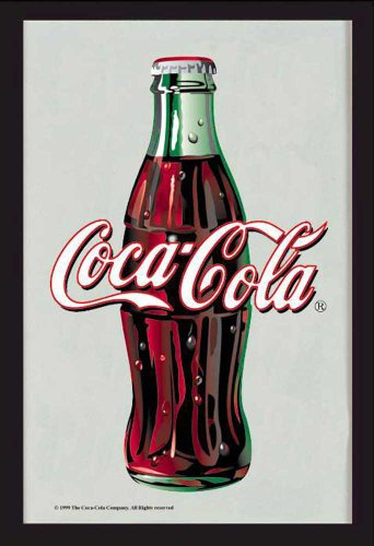 empireposter Coca Cola Logo - Bedruckter Spiegel mit Kunststoff Rahmen in Holzoptik, Kult-Spiegel - Grösse 20x30 cm