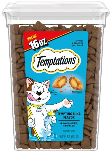Temptations Cat Treats Classic Crunchy and Soft Cat Treats, Tempting Tuna Flavor, 16 oz. Tub