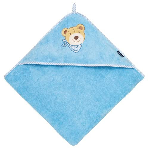 Morgenstern Kleinkinder Kapuzenbadetuch Handtuch mit Kapuze 100 x 100 cm blau hellblau 100% Baumwolle