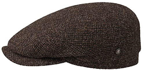 Stetson Belfast Tweed Flatcap - Schiebermütze Herren - Schirmmütze aus Wolle - Wintercap mit Baumwollinnenfutter - Wollcap Herbst/Winter - Herrenkappe braun 57 cm