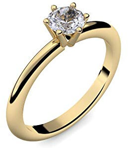 Goldring Bergkristall 585 + inkl. Luxusetui + Bergkristall Ring Gold Bergkristallring Gold (Gelbgold 585) - Precious Amoonic Schmuck Größe 58 (18.5) AM195 GG585BKFA58