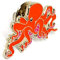 Anstecknadel, Metall, Email, Motiv-Octopus