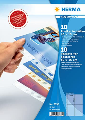 50 Postkartenhüllen HERMA 7695 Fotophan (5 Packungen à 10 Hüllen = 50 Hüllen)