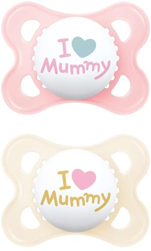MAM Schnuller Original Silikon 0-6 Monate I Love Mummy, 2 Stück, für Mädchen