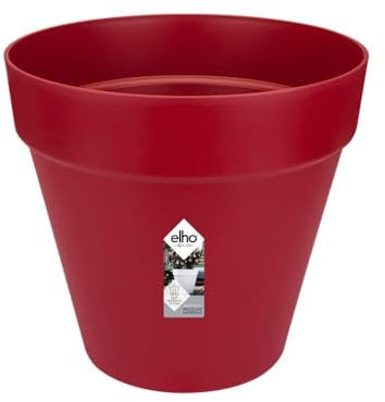elho Loft Urban Rund 50 - Blumentopf für Außen - Ø 48.5 x H 44.5 cm - Rot/Cranberry Rot