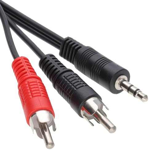 kenable 3.5mm Stereo Jack to 2 RCA Phono Cable Audio Lead Nickel Plated Connectors Black 3m