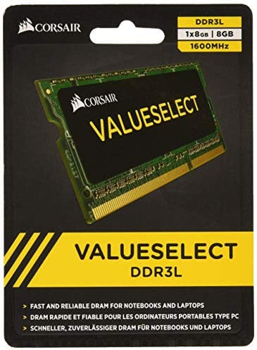 Corsair Value Select SODIMM 8GB (1x8GB) DDR3L 1600MHz C11 Memoria para Portátiles/Notebooks - Negro