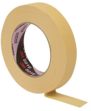 3M 501E Kreppklebeband, 24 mm x 50 m, Industrie- und Automotive Lack-Abdeckarbeiten, Beige (36-er Pack)