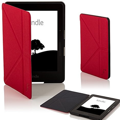 Forefront Cases Étui pour Amazon Kindle Voyage (2014 Modèle) - Rouge - Mince, Léger et Protection Étui, Automatique Veille/Réveil Coque pour Kindle Voyage (Origami Stand Design)