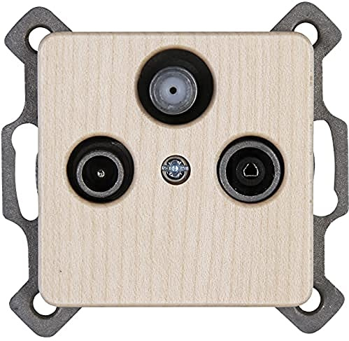 Kopp 917139080 Milano Antennensteckdose mit DREI Ausgängen, TV/RF/SAT, Einzel- und Durchgangsdose, ahorn