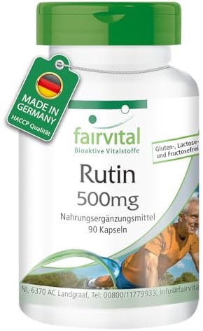 fairvital Rutin 500mg, 90 Kapseln, HOCHDOSIERT, aus japanischem Schnurbaum (Sophora japonica), VEGAN, für 3 Monate