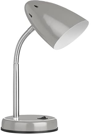 Premier Housewares Grey Desk Lamp | Adjustable Chrome Stem