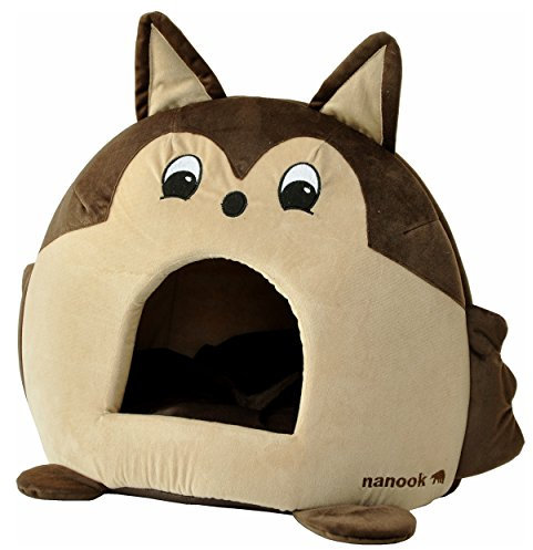 nanook Sweety - Hundehöhle Katzenhöhle - mit großem Kissen, wasserabweisend, rutschfest - Motiv: Eichhörnchen - Größe L (42 x 42 x 36 cm)