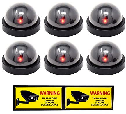 Mandala Crafts Fake CCTV Dummy Security Cameras with LED Light, 6 Pack