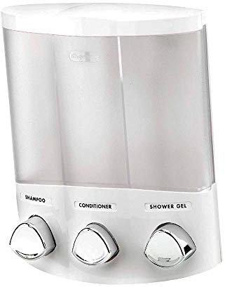 Better Living Seifen-, Duschgel- und Shampoo-Spender, in Chrom-Finish, ABS-Kunststoff, weiß, 3-Chamber