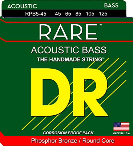 DR Strings RPB545 45-125 Medium Set Handmade Rare Coated 5-String Bass Strings