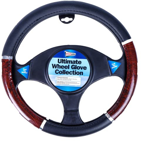 Streetwize - Walnut Wood Effect Steering Wheel Cover Interior Grip