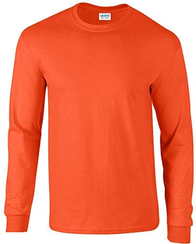 GILDAN Mens Plain Crew Neck Ultra Cotton Long Sleeve T-Shirt (M) (Orange)