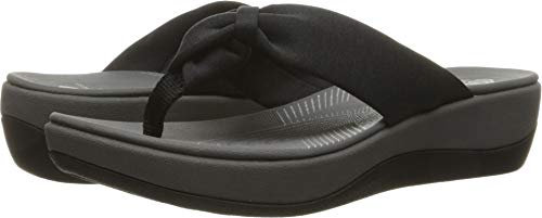 CLARKS Women's Arla Glison Flip-Flop, Black Fabric, 9 Medium US