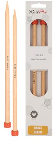 KnitPro Basix Beech Single Pointed Needles 12 (30cm) | 9.00mm