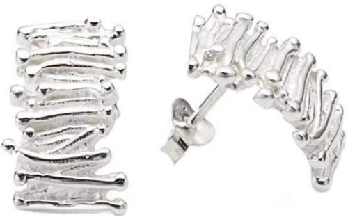 Vinani Damen Ohrstecker 925 Silber - Rechteck mit Rillenmotiv Ohrringe aus 925 Sterling Silber für Frauen ORM
