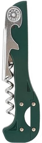 Boomerang Zweistufiger Korkenzieher Weinöffner mit integriertem Folienschneider und Flaschenöffner, Dunkelgrün