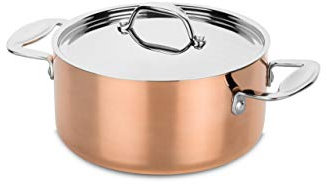 MEPRA Toscana Casseruola, 24 cm, Trimetallo Acciaio Inossidabile 18/10, Alluminio e Rame
